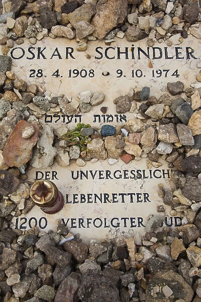 Israel, Jerusalem, Old City, Mt. Zion, gravesite of Oskar Schindler, Christian businessman