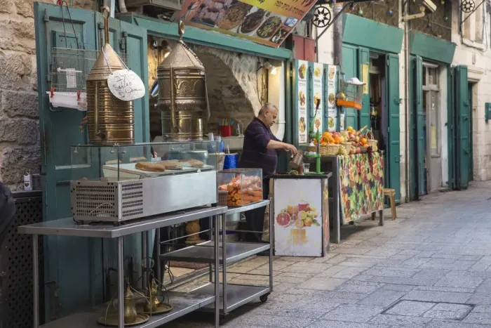 Framed Print : Israel, Jerusalem, Old City, Muslem Quarter, Restaurant