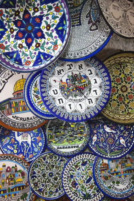 Framed Print : Israel, Jerusalem, Old City, souvenir plates Framed Print : Israel, Jerusalem, Old City, souvenir plates