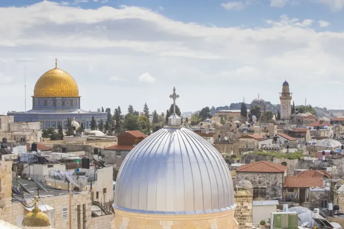 Framed Print : Israel, Jerusalem, View of Dome of the Rock and the Old Town