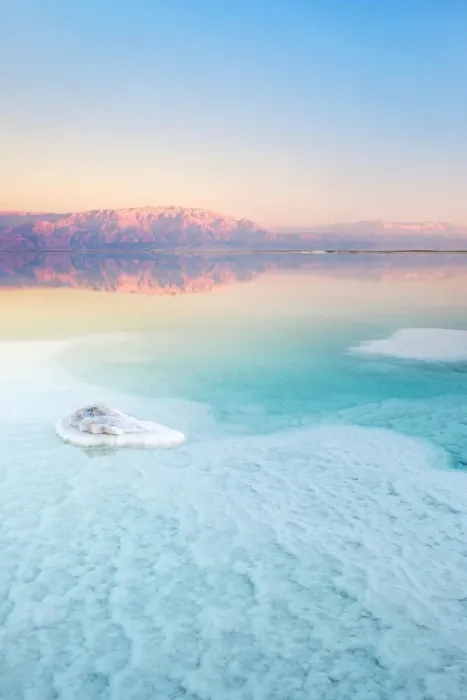 Framed Print : Israel, South District, Ein Bokek. Salt formations on the Dead Sea at sunset Framed Print : Israel, South District, Ein Bokek. Salt formations on the Dead Sea at sunset