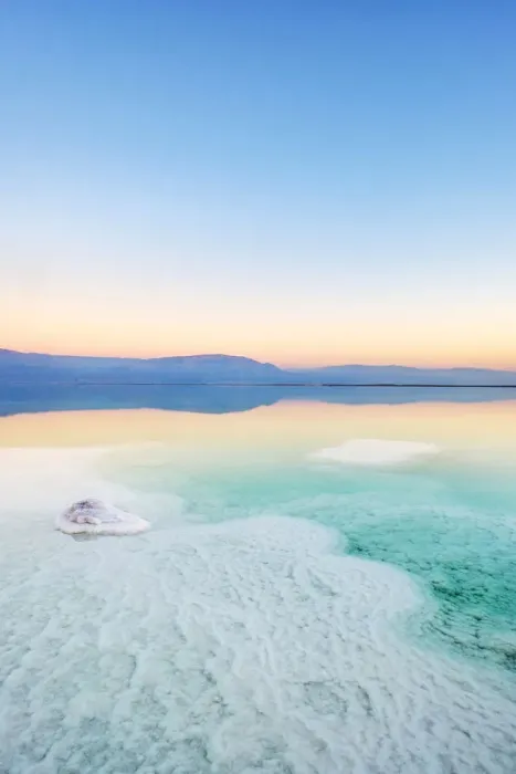 Framed Print : Israel, South District, Ein Bokek. Salt formations on the Dead Sea at sunset Framed Print : Israel, South District, Ein Bokek. Salt formations on the Dead Sea at sunset