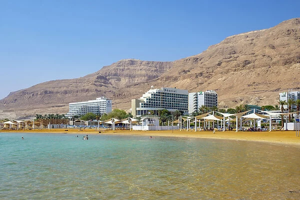 Israel, South District, Ein Bokek. Hotels along the beach in Ein Bokek on the western