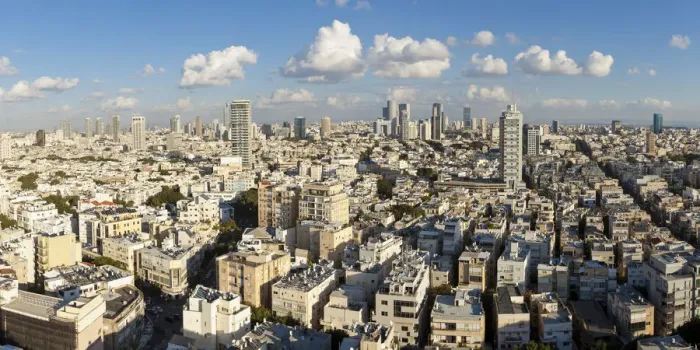 Framed Print : Israel, Tel Aviv, elevated city view towards the commercial and business centre Framed Print : Israel, Tel Aviv, elevated city view towards the commercial and business centre