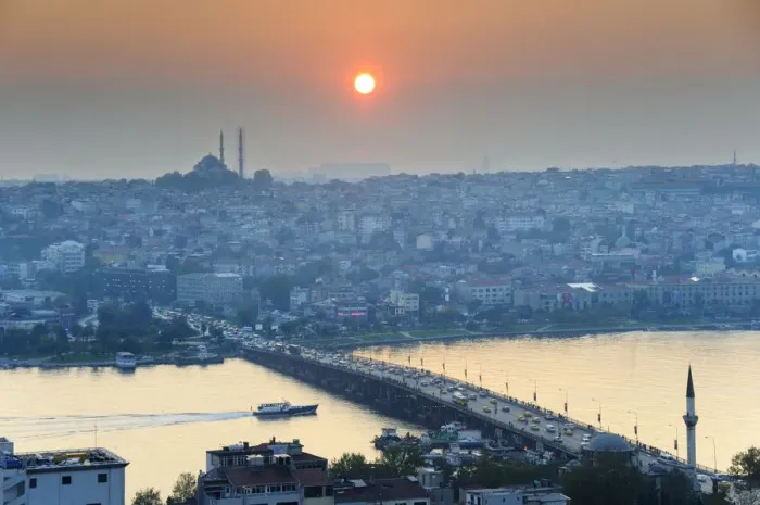 Framed Print : Istanbul and the Golden Horn at sunset. Turkey