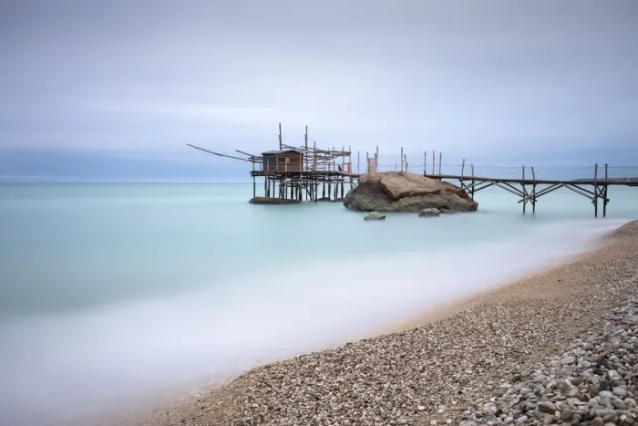 Framed Print : Italy, Abruzzo, Trabocchi coast, stilt fishing huts near Ortona