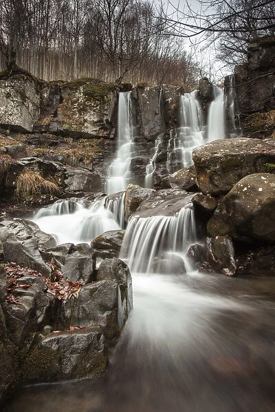 Italy, Emilia Romagna, First jump of Dardagna waterfall