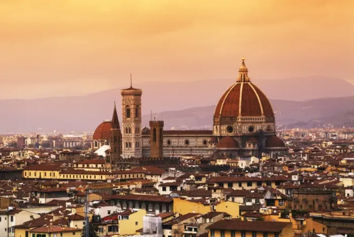 Framed Print : Italy, Florence, Tuscany, Western Europe; The Duomo of which the cupola is designed by famed Italian architect Brunelleschi and its surroundings, a Unesco World Framed Print : Italy, Florence, Tuscany, Western Europe; The Duomo of which the cupola is designed by famed Italian architect Brunelleschi and its surroundings, a Unesco World