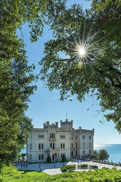 Italy, Friuli Venezia Giulia. The castle of Miramare in the Gulf of Trieste