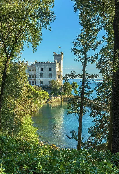 Italy, Friuli Venezia Giulia. The castle of Miramare in the Gulf of Trieste