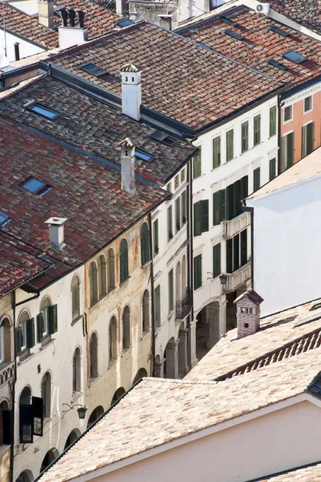 Framed Print : Italy, Friuli Venezia Giulia, Detail of historical buildings in Pordenone