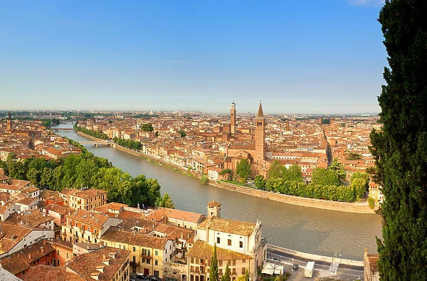 Italy, Italia Veneto, Verona district. Verona. View from Castel San Pietro