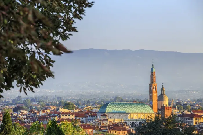 Framed Print : Italy, Italia. Veneto. Vicenza. The town from Monte Berico Framed Print : Italy, Italia. Veneto. Vicenza. The town from Monte Berico