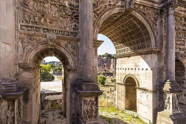 Italy, Latium, Lazio. Rome, Roma. The Roman Forum. Arch of Septimius Severus