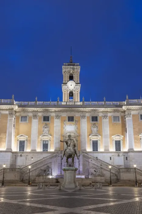 Framed Print : Italy, Lazio, Rome, Capitoline Hill, Piazza del Campidoglio, Palazzo Senatorio