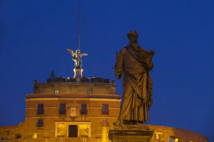 Framed Print : Italy, Lazio, Rome, Castle St. Angelo and statue on St. Angelo bridge