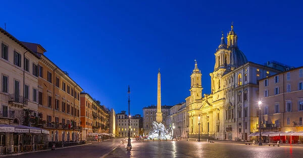 Italy, Lazio, Rome, Parione, Piazza Navona, Fontana dei Quattro Fiumi, Fountain of