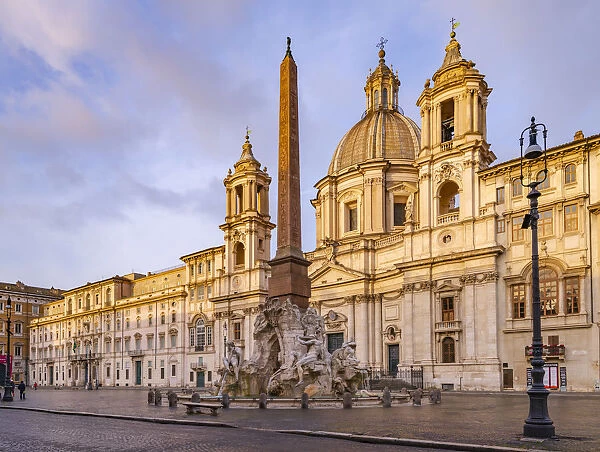 Italy, Lazio, Rome, Ponte, Piazza Navona, Fontana dei Quattro Fiumi, Fountain of the