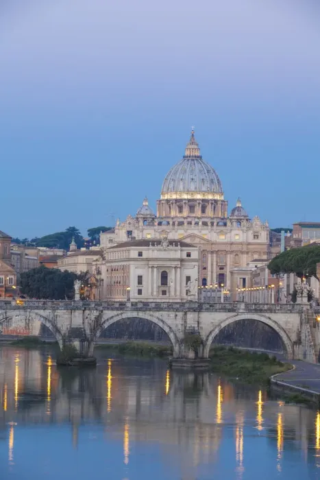 Framed Print : Italy, Lazio, Rome, View of St. Angelo bridge and St. Peters Basilica Framed Print : Italy, Lazio, Rome, View of St. Angelo bridge and St. Peters Basilica