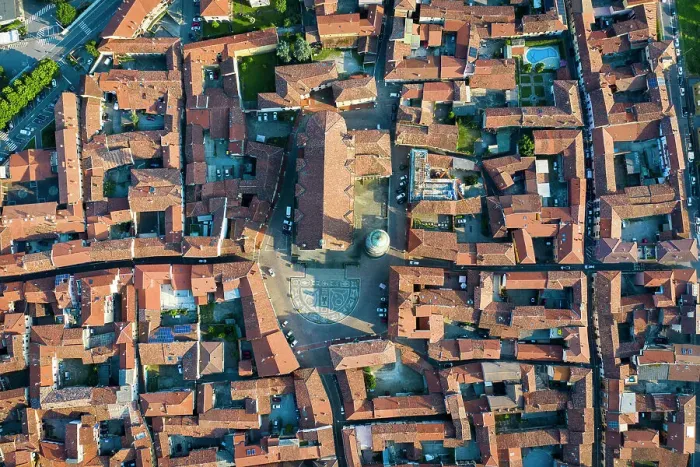 Framed Print : Italy, Lombardy, Bergamo, Urgnano, Elevated view of the town centre Framed Print : Italy, Lombardy, Bergamo, Urgnano, Elevated view of the town centre