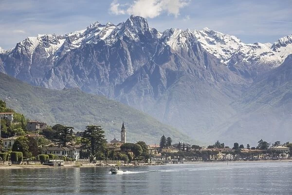 Italy, Lombardy, Lake Como, Northern branch of Lake Como and the town of Gravedona