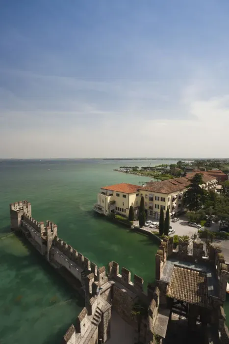 Framed Print : Italy, Lombardy, Lake District, Lake Garda, Sirmione, Castello Scaligero, b Framed Print : Italy, Lombardy, Lake District, Lake Garda, Sirmione, Castello Scaligero, b