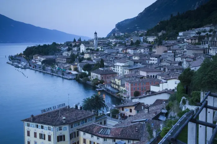 Framed Print : Italy, Lombardy, Lake District, Lake Garda, Limone sul Garda, aerial town view Framed Print : Italy, Lombardy, Lake District, Lake Garda, Limone sul Garda, aerial town view