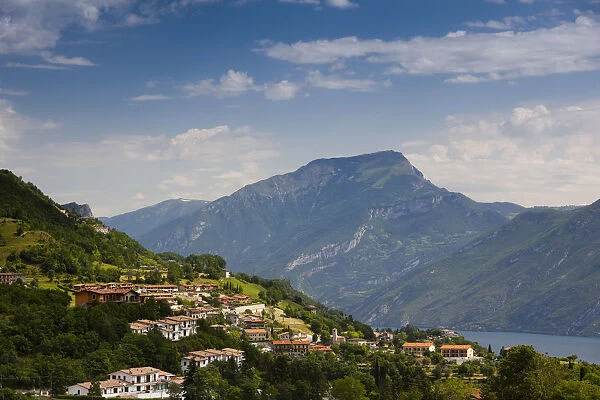Italy, Lombardy, Lake District, Lake Garda, Tremosine Plateau, Prabione, town view