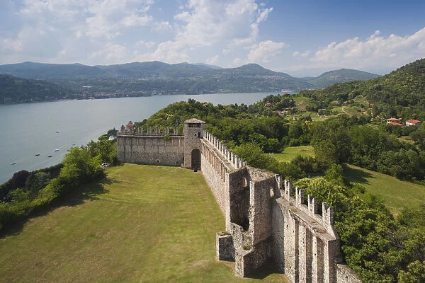 Italy, Lombardy, Lake Maggiore, Angera, La Rocca fortress, walls