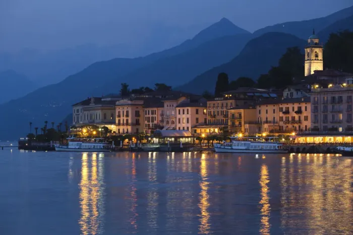 Framed Print : Italy, Lombardy, Lakes Region, Lake Como, Bellagio, town view, evening Framed Print : Italy, Lombardy, Lakes Region, Lake Como, Bellagio, town view, evening