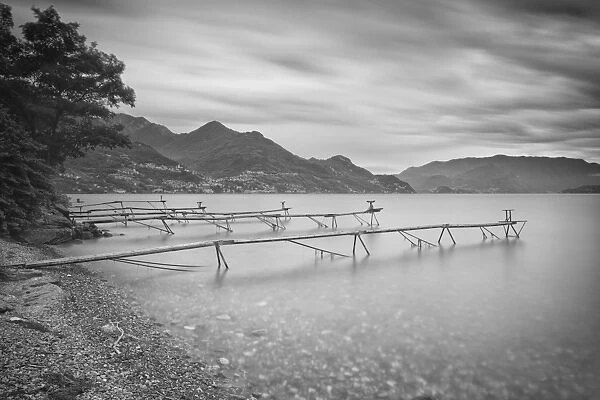 Italy, Lombardy, Lecco district. Como Lake, Dervio. Stations for fishing the agone fish