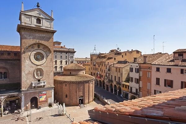 Italy, Lombardy, Mantova district, Mantua, Piazza delle Erbe and Torre dell Orologio