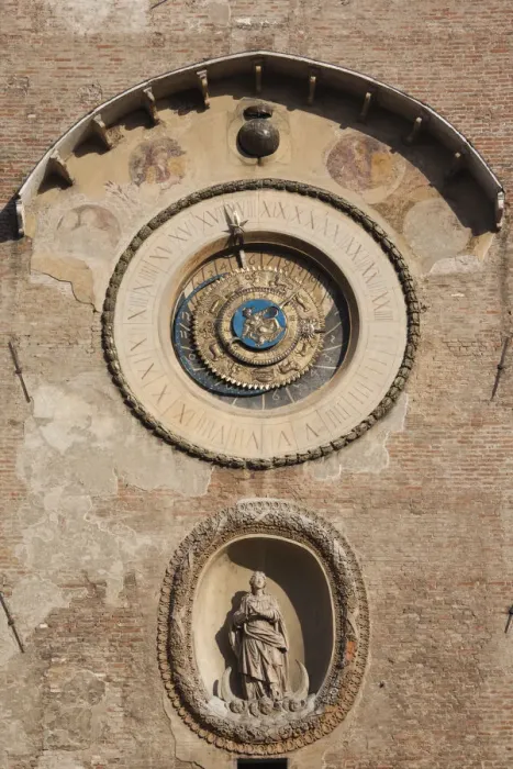 Framed Print : Italy, Lombardy, Mantua, Piazza Broletto, Palazzo Broletto, clocktower detail