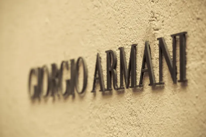 Framed Print : Italy, Lombardy, Milan, Monte Napoleone fashion designer area, Giorgio Armani shop sign Framed Print : Italy, Lombardy, Milan, Monte Napoleone fashion designer area, Giorgio Armani shop sign