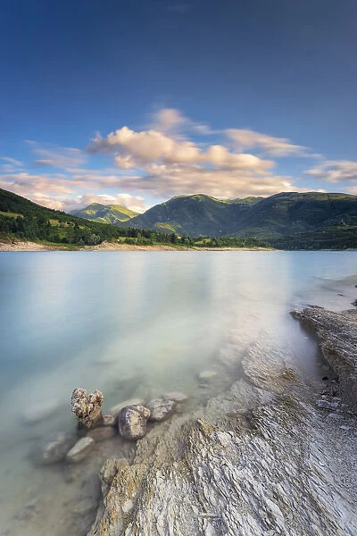 Italy, Marche. Macerata district. Monti Sibillini National Park. Fiastra Lake