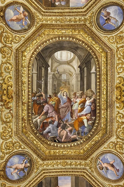 Italy, Naples, Certosa di S. Martino, detail of fresco paintings inside the Church