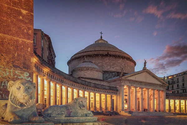 Italy, Naples, Piazza del Plebiscito and Church of S. Francesco di Paola