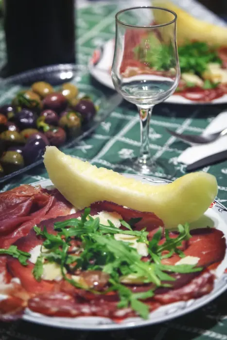 Framed Print : Italy, Naples, Traditional Antipasto with Prosciutto (Cured Ham) and Honeydew Melon Framed Print : Italy, Naples, Traditional Antipasto with Prosciutto (Cured Ham) and Honeydew Melon