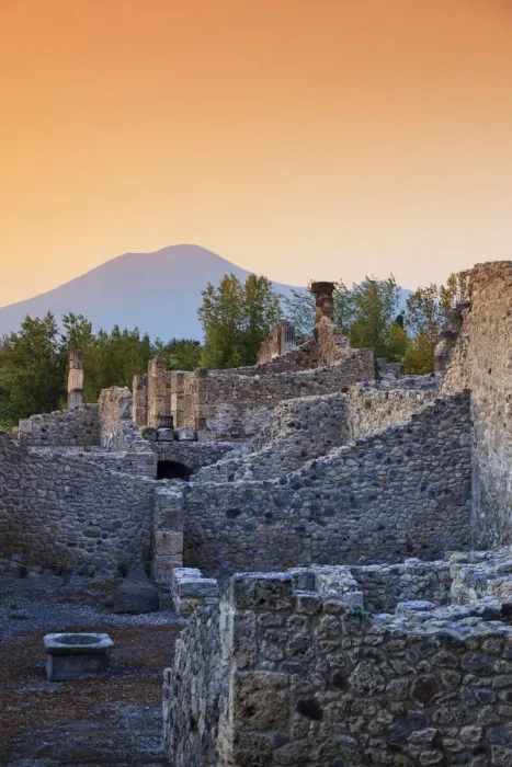 Framed Print : Italy, Napoli, Pompeii Archaeological Site (UNESCO Site) with Mt Vesuvius in Framed Print : Italy, Napoli, Pompeii Archaeological Site (UNESCO Site) with Mt Vesuvius in