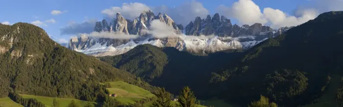 Framed Print : Italy, near Bolzano, Val di Funes, St. Magdalena and Dolomites