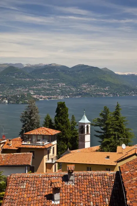 Framed Print : Italy, Piedmont, Lake Maggiore, Gignese, hilltop village above Stresa