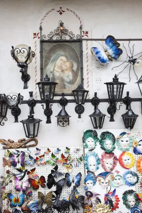 Framed Print : Italy, Piedmont, Lake Maggiore, Cannobio, souvenirs and antiques Framed Print : Italy, Piedmont, Lake Maggiore, Cannobio, souvenirs and antiques