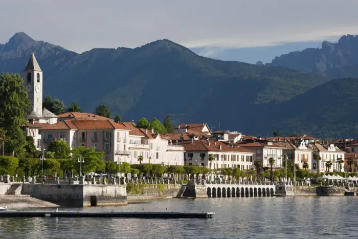 Framed Print : Italy, Piedmont, Lake Maggiore, Baveno, town view Framed Print : Italy, Piedmont, Lake Maggiore, Baveno, town view