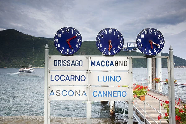 Italy, Piedmont, Lake Maggiore, Cannobio, lake ferry timetable