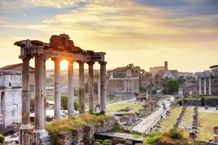 Framed Print : Italy, Rome, Colosseum and Roman Forum at sunrise Framed Print : Italy, Rome, Colosseum and Roman Forum at sunrise