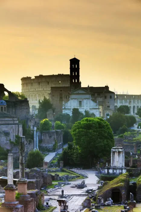 Framed Print : Italy, Rome, Colosseum and Roman Forum at sunrise Framed Print : Italy, Rome, Colosseum and Roman Forum at sunrise
