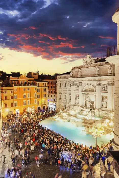 Framed Print : Italy, Rome, elevated view by night of Trevi fountain by Bernini by night