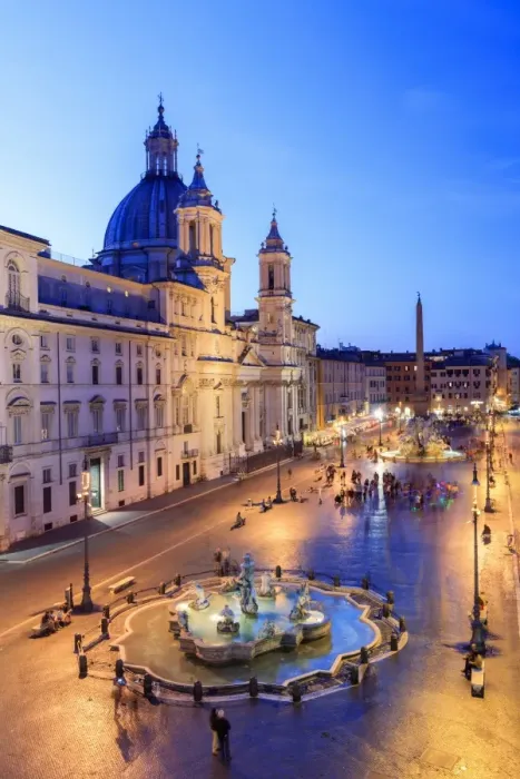 Framed Print : Italy, Rome, Navona square with Sant Agnese in Agone church and 4 rivers fountain