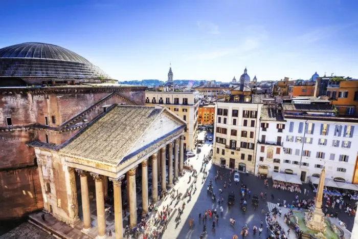 Framed Print : Italy, Rome, Pantheon square elevated viewpoint Framed Print : Italy, Rome, Pantheon square elevated viewpoint