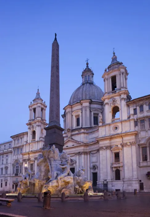 Framed Print : Italy, Rome, Piazza Navona, Fountain of the Four Rivers and Sant Agnese in Agone Framed Print : Italy, Rome, Piazza Navona, Fountain of the Four Rivers and Sant Agnese in Agone